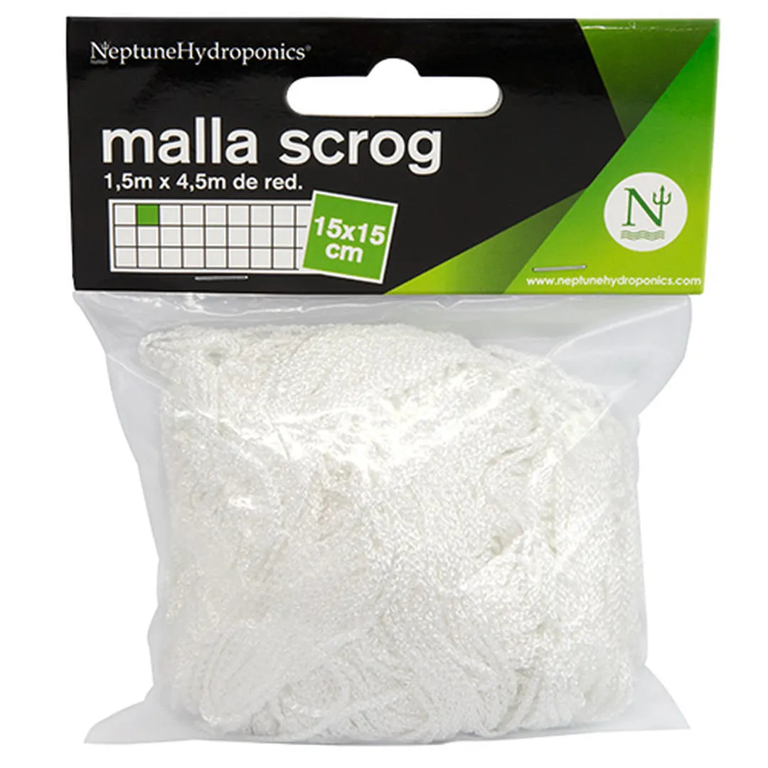 Malla Scrog Textil Neptune Hydroponics 1,5x4,5m con cuadros internos de 15x15 cm en bolsa