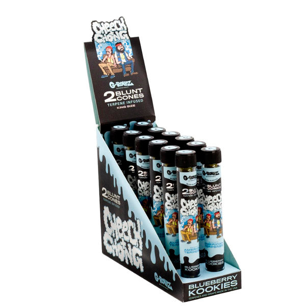 Expositor de tubos G-Rollz Cheech & Chong Blueberry Cookies de 2 conos