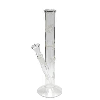 Bong Cristal Recto Hoja Tallada 26 cm