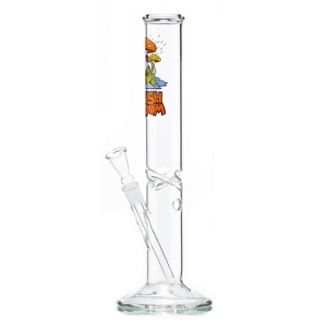 Bong de cristal transparente Mushroom & Frog de 40 cm con tubo recto, soporte para hielo y base circular