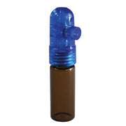 Dosificador con recipiente de cristal ámbar y cabezal de plástico azul