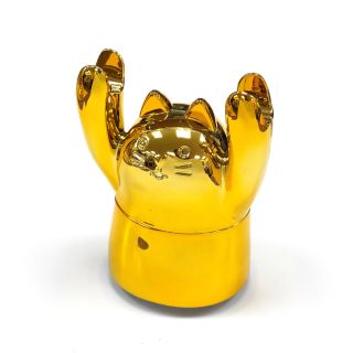 Grinder polinizador Gold Cat dorado con forma de gato de 7x10 cm