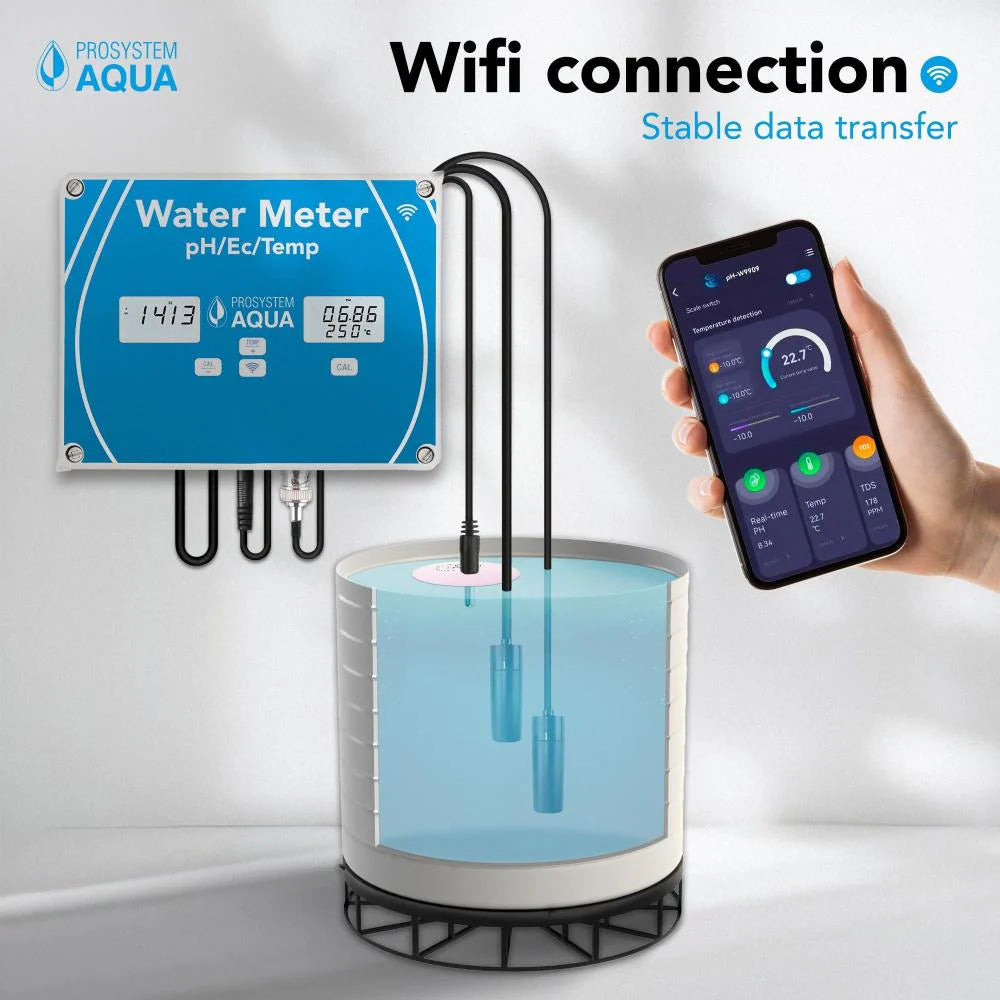 Water Meter pH, EC, Temp. WiFi PROSYSTEM AQUA
