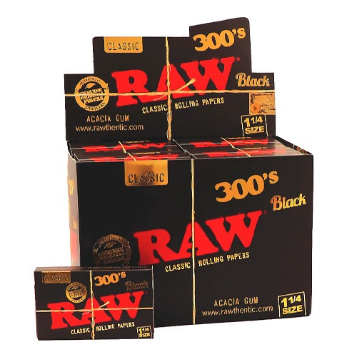 Expositor RAW Black 300 1¼ y librillo individual de referencia