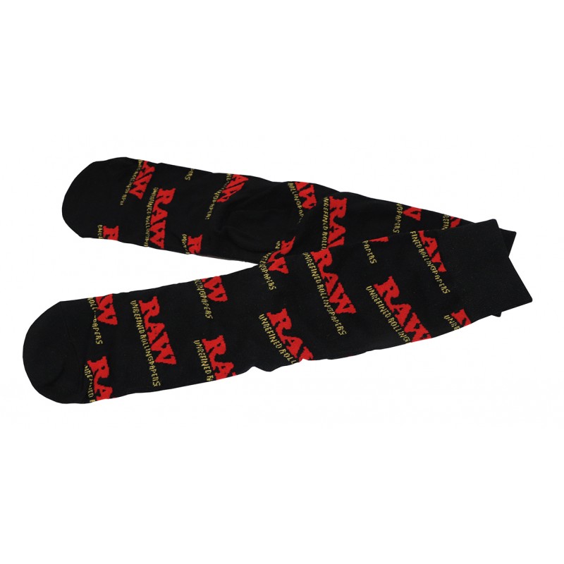 RAW Calcetines Black par de calcetines negros con logo RAW en rojo y dorado repetido