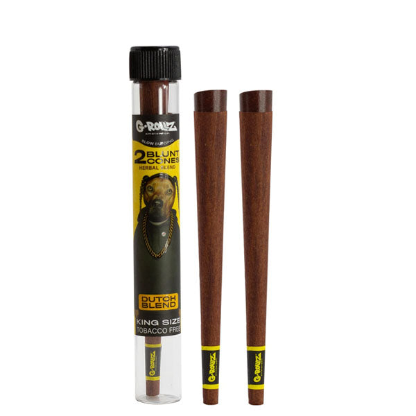 Tubo G-Rollz The Dog Dutch Blend junto a dos conos marrones King Size