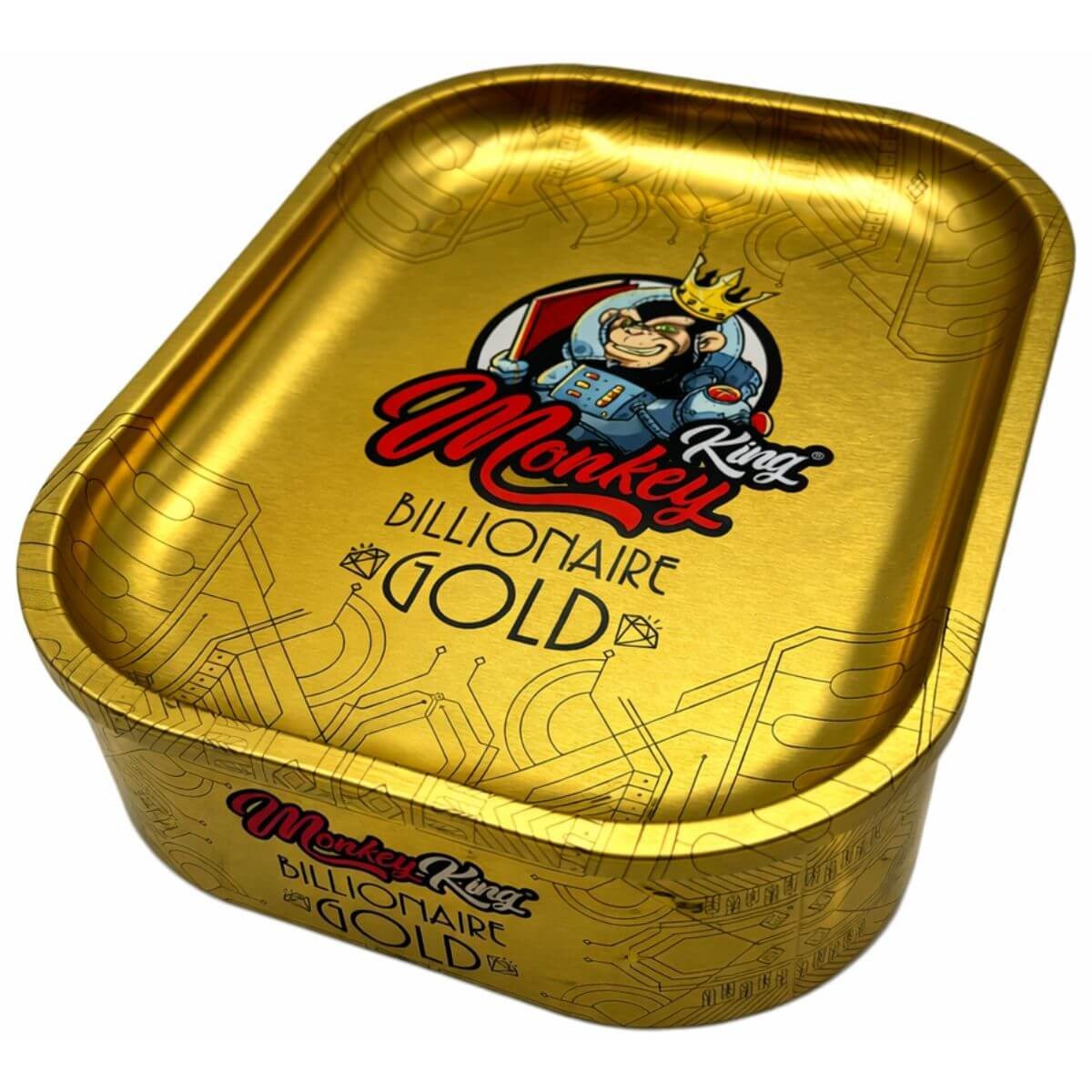 Monkey King Billionaire Gold bandeja de metal dorada con caja metálica y diseño exclusivo