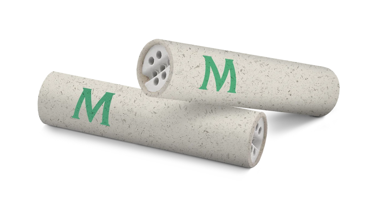 Detalle de filtros Mascotte Hemp Active Slim con extremos perforados