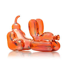 Pipa Hemper naranja translúcida con forma de perro de globo