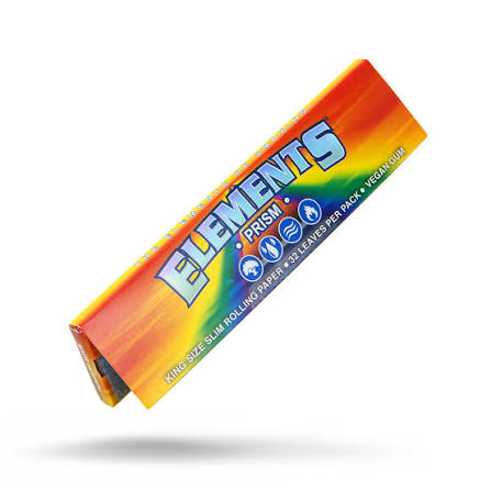 Librillo Elements Prism Rainbow King Size Slim con diseño arcoíris, 32 hojas y goma vegana