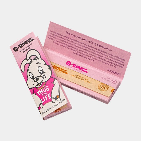 Librillo de papel G-Rollz Pink rosa con diseño de conejo Thug for Life